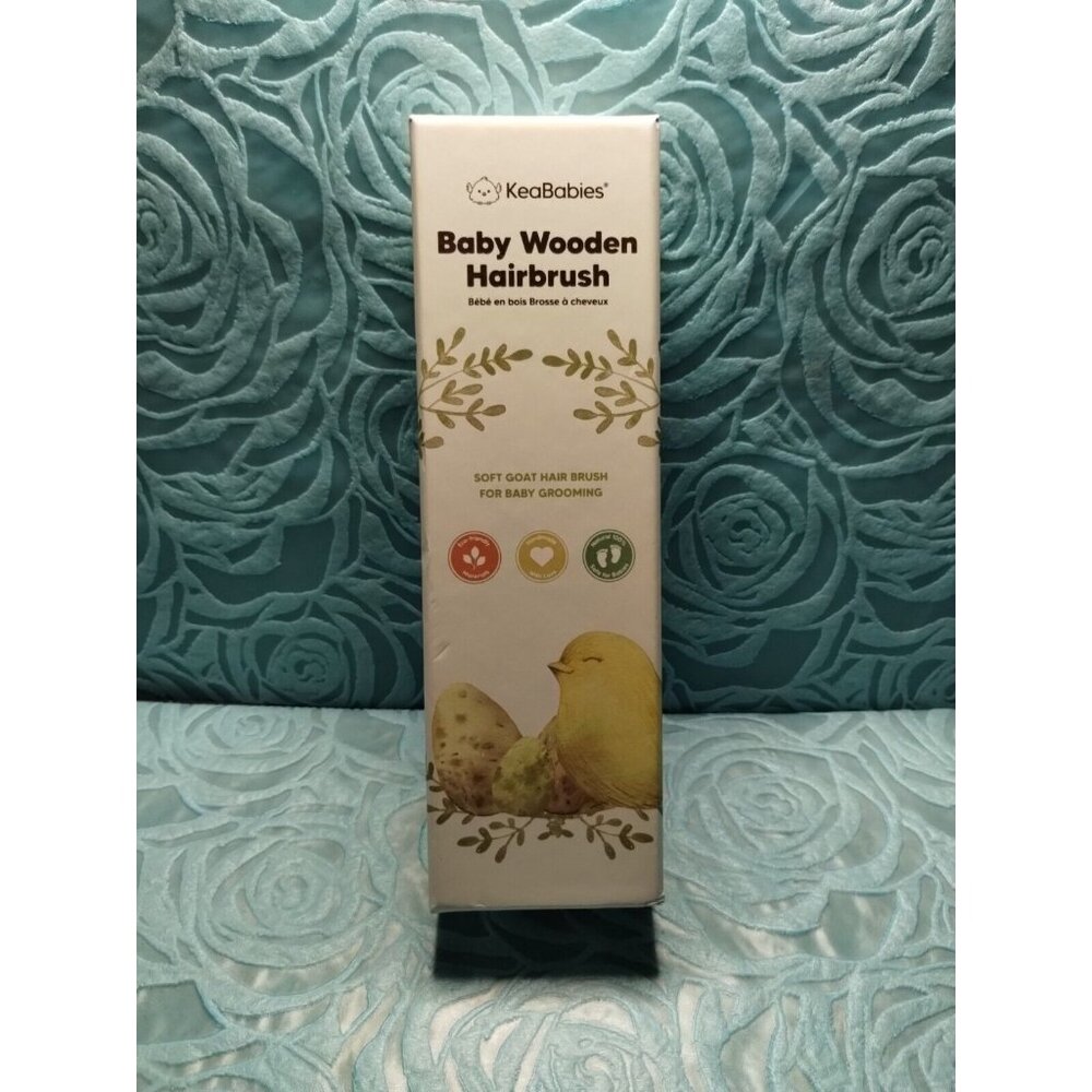 KeaBabies Baby Wooden Hair Brush Soft Goat Hair Brush For Baby Grooming